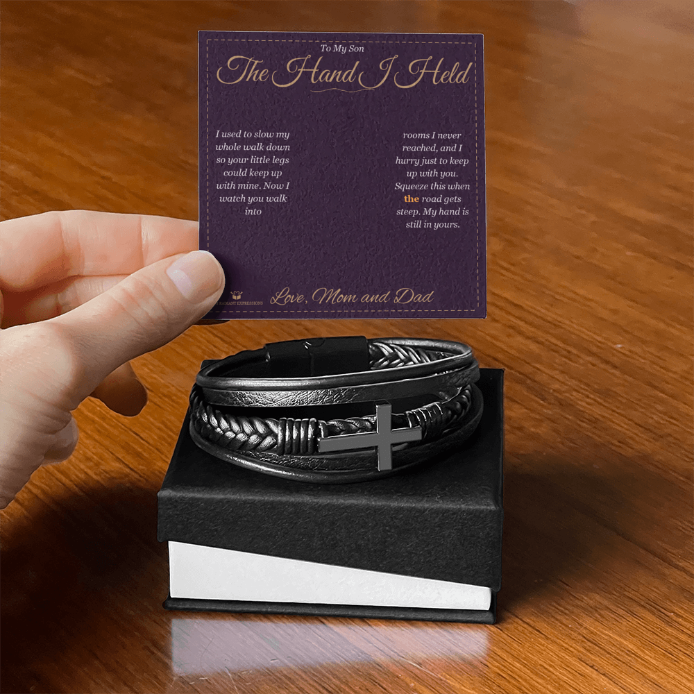 The Hand I Held - Men's Cross Bracelet for Son