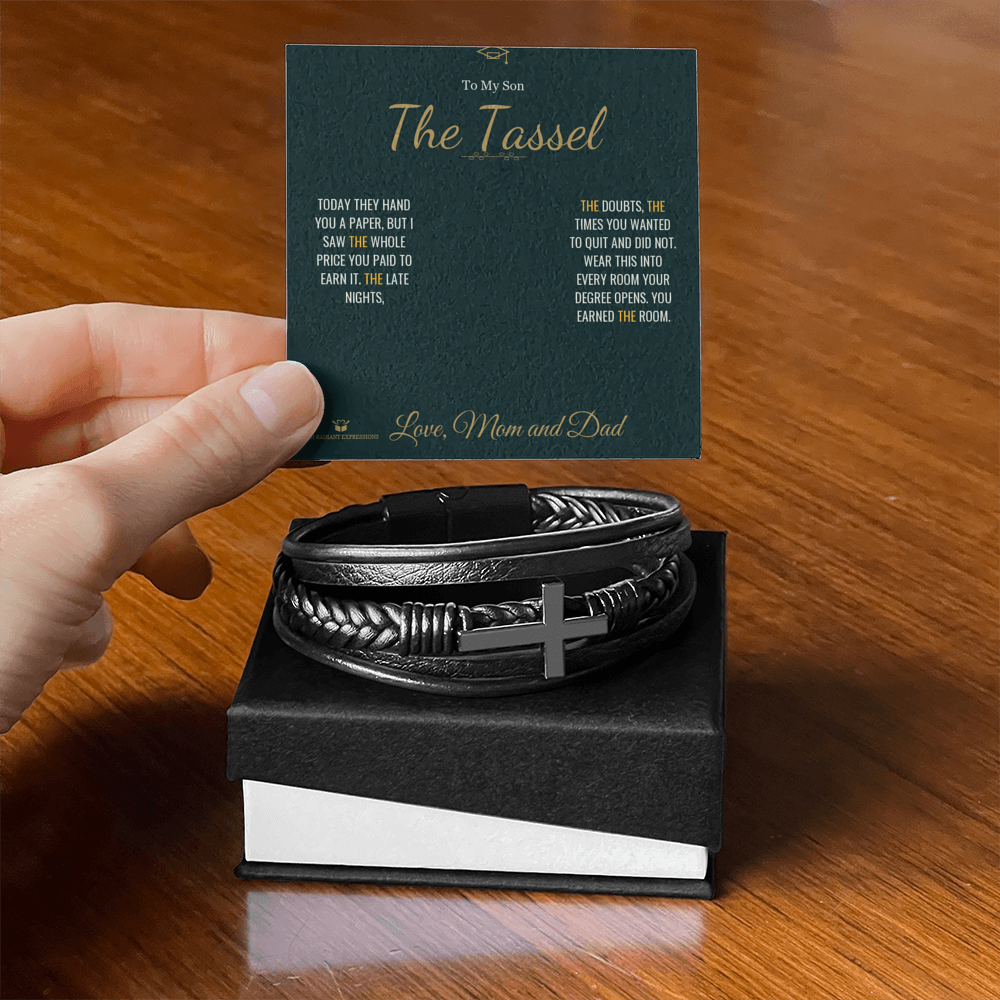 The Tassel - Men's Cross Bracelet for Son - personalized keepsake gift from SKH Radiant Expressions