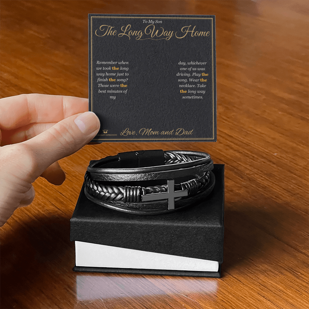 The Long Way Home - Men's Cross Bracelet for Son - personalized keepsake gift from SKH Radiant Expressions