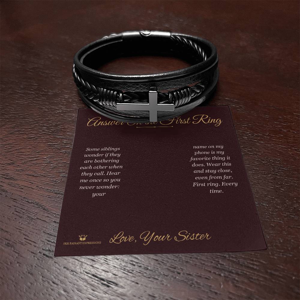 Answer On the First Ring - Men's Cross Bracelet for Brother