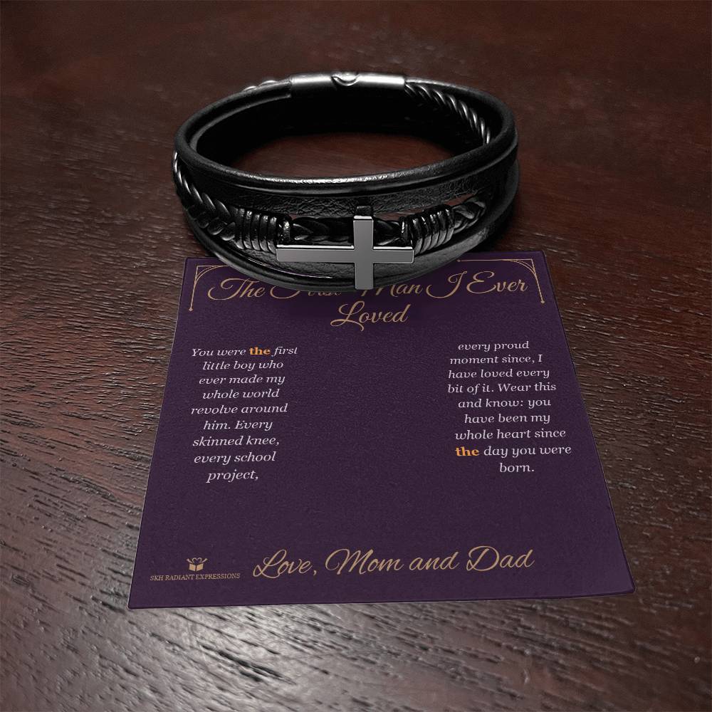 The First Man I Ever Loved - Men's Cross Bracelet for Son - personalized keepsake gift from SKH Radiant Expressions