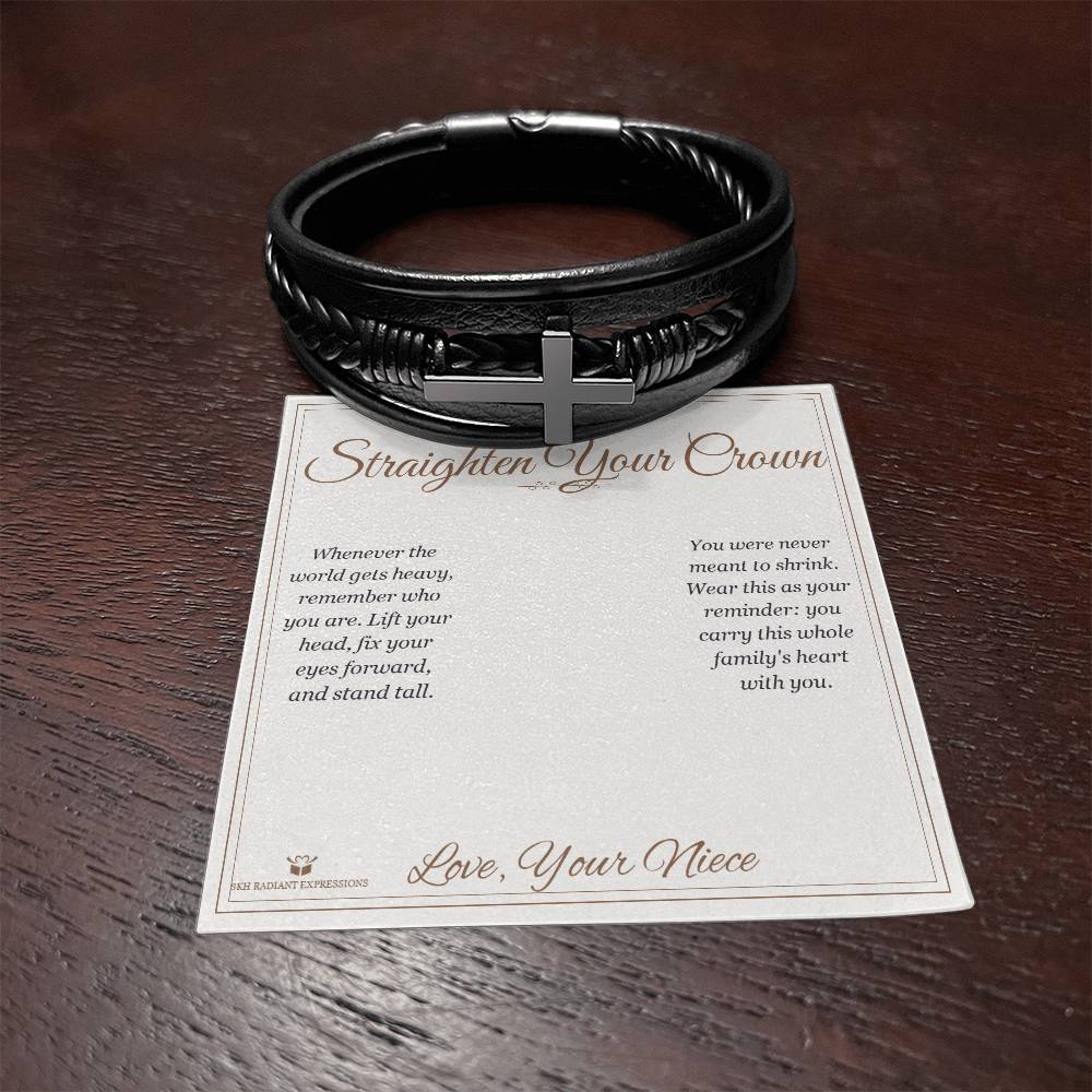Straighten Your Crown - Men's Cross Bracelet for Uncle - personalized keepsake gift from SKH Radiant Expressions