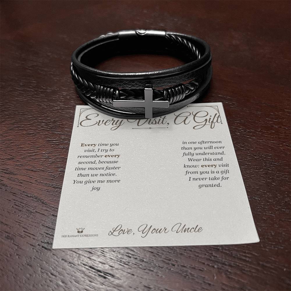 Every Visit, A Gift - Men's Cross Bracelet for Nephew