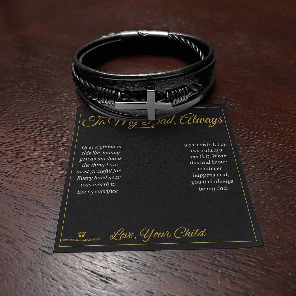To My Dad, Always - Men's Cross Bracelet for Dad
