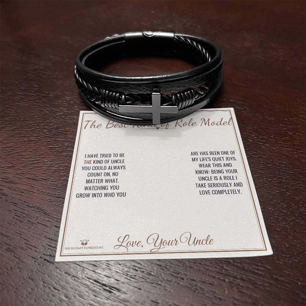 The Best Kind of Role Model - Men's Cross Bracelet for Nephew - personalized keepsake gift from SKH Radiant Expressions