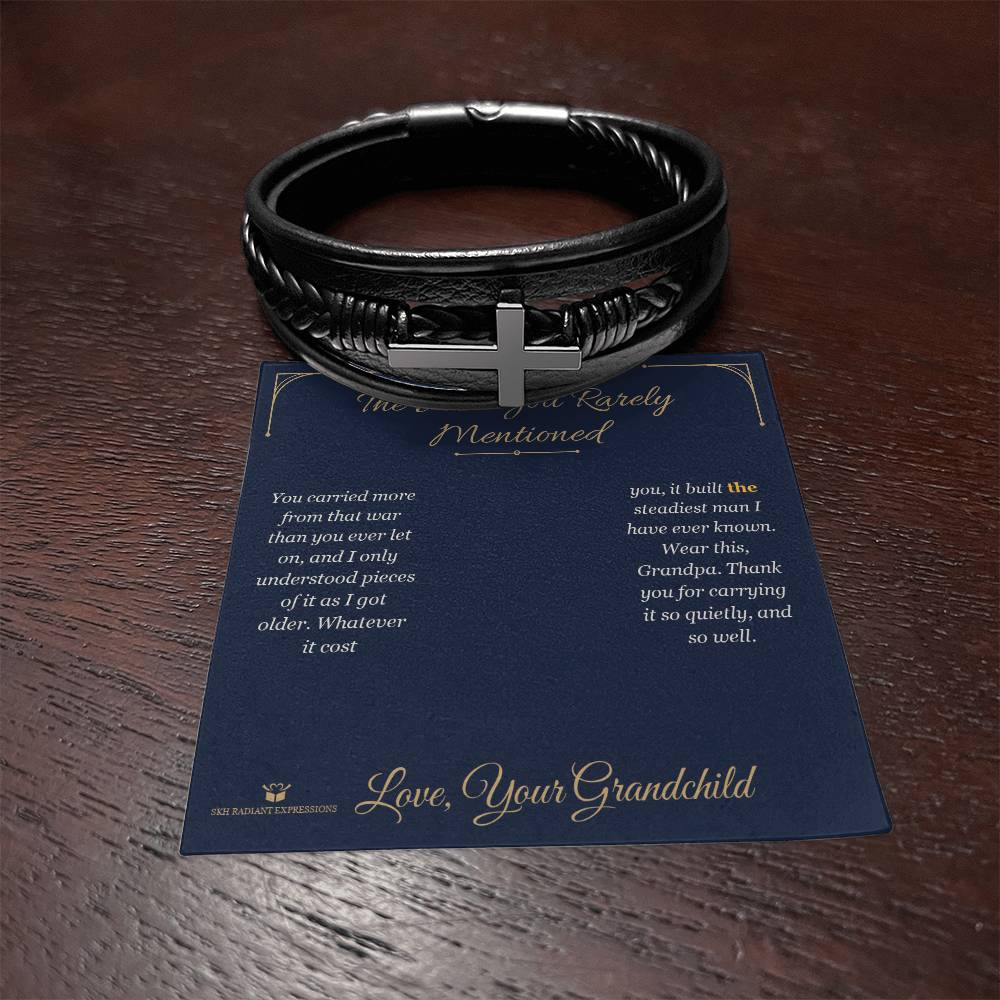 The War You Rarely Mentioned - Men's Cross Bracelet for Grandfather