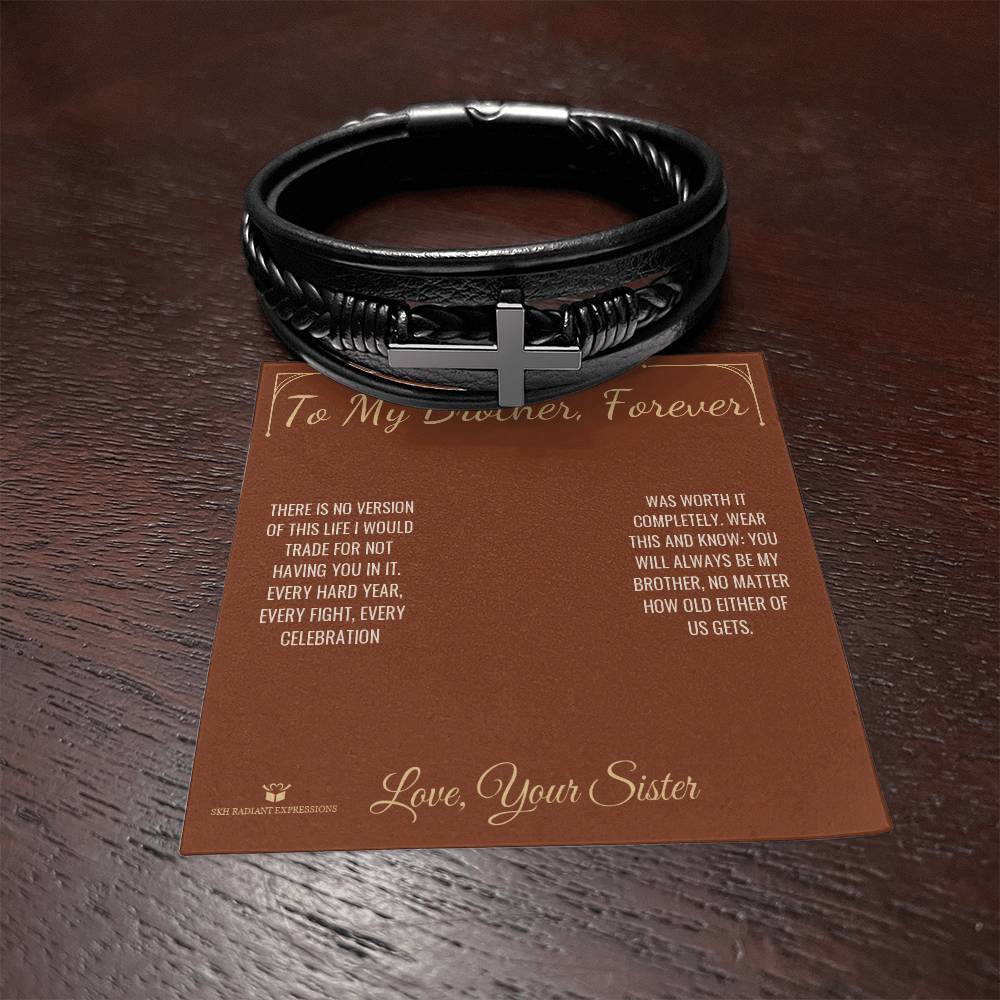 To My Brother, Forever - Men's Cross Bracelet for Brother