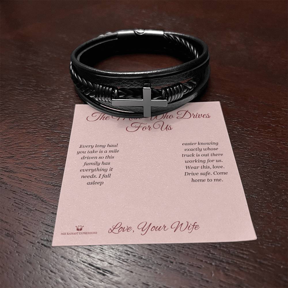 The Man Who Drives For Us - Men's Cross Bracelet for Husband - personalized keepsake gift from SKH Radiant Expressions
