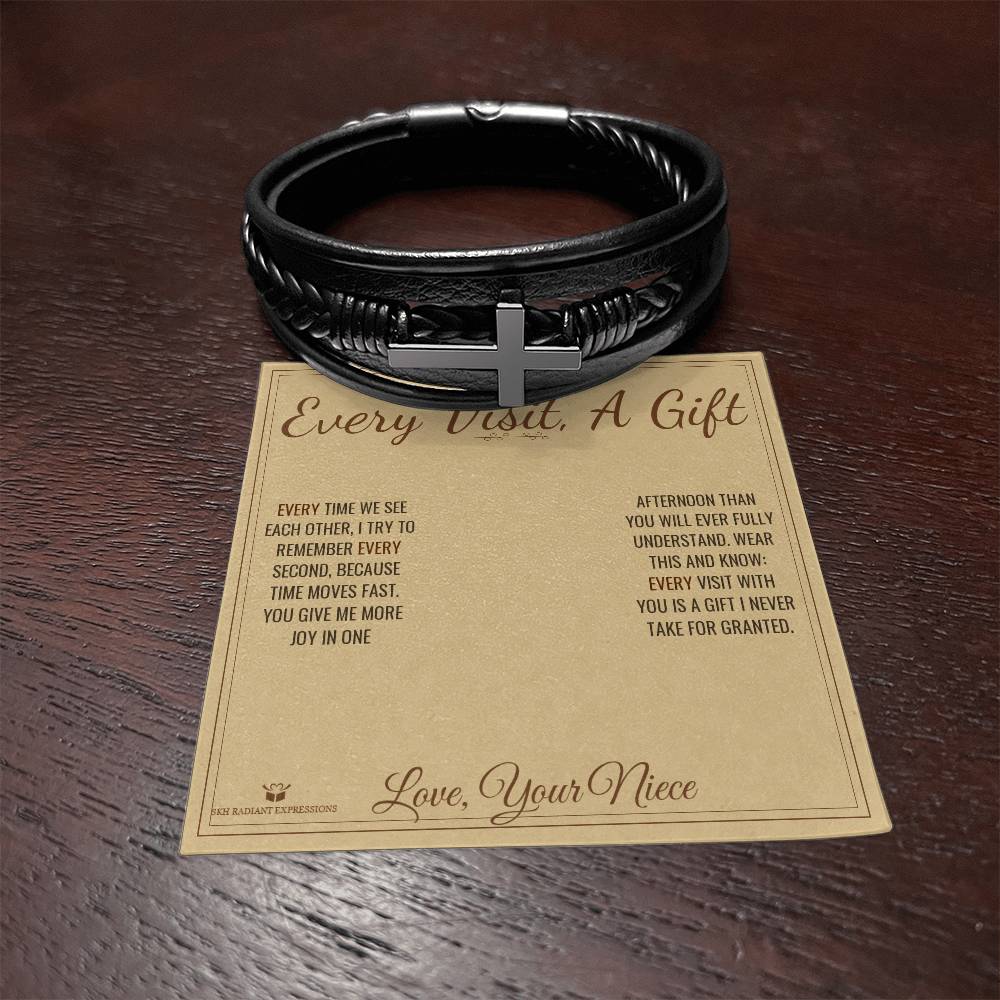 Every Visit, A Gift - Men's Cross Bracelet for Uncle