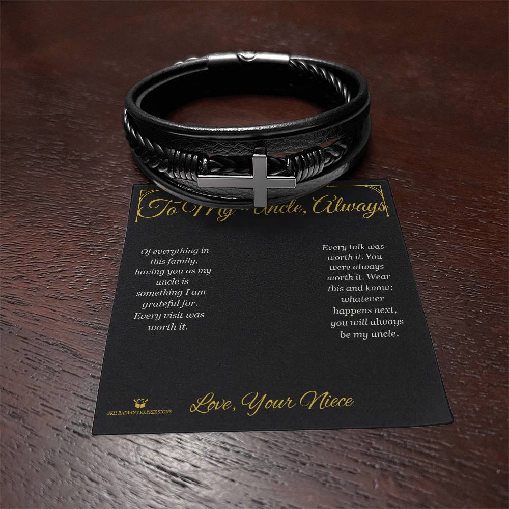 To My Uncle, Always - Men's Cross Bracelet for Uncle
