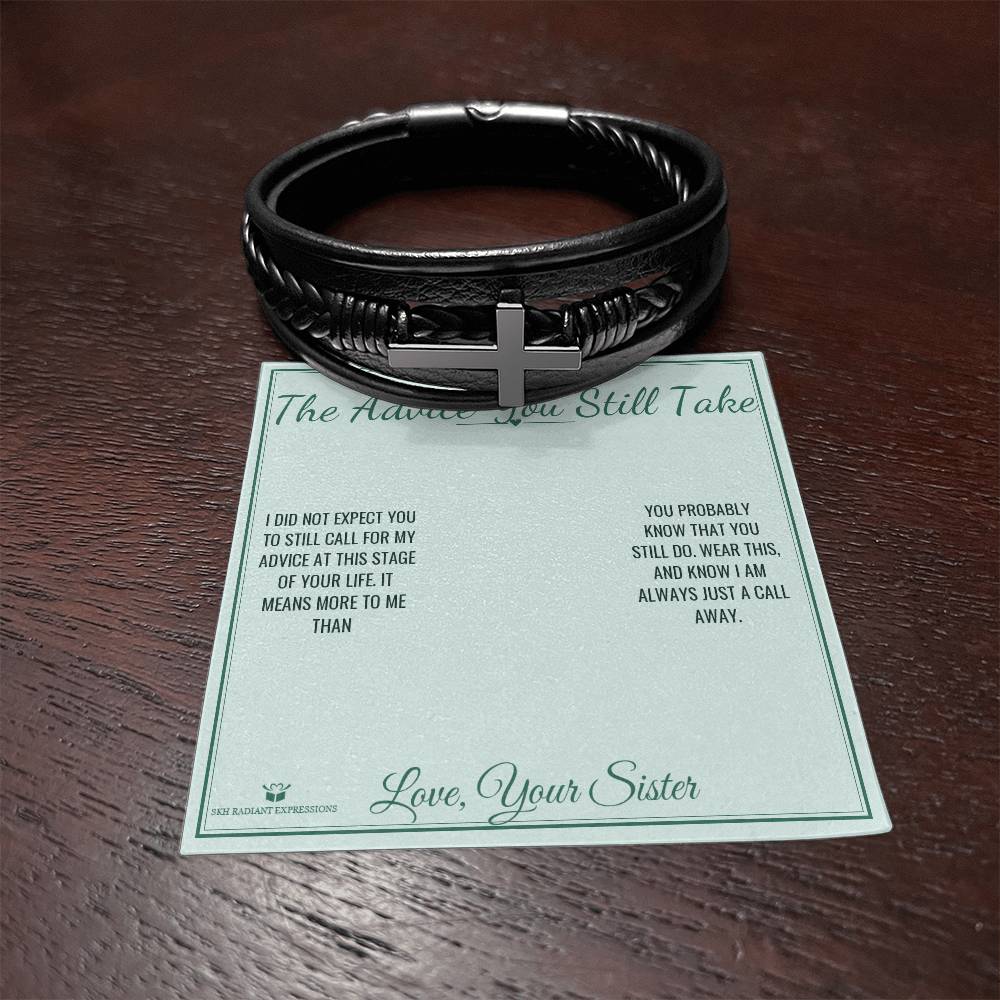 The Advice You Still Take - Men's Cross Bracelet for Brother - personalized keepsake gift from SKH Radiant Expressions