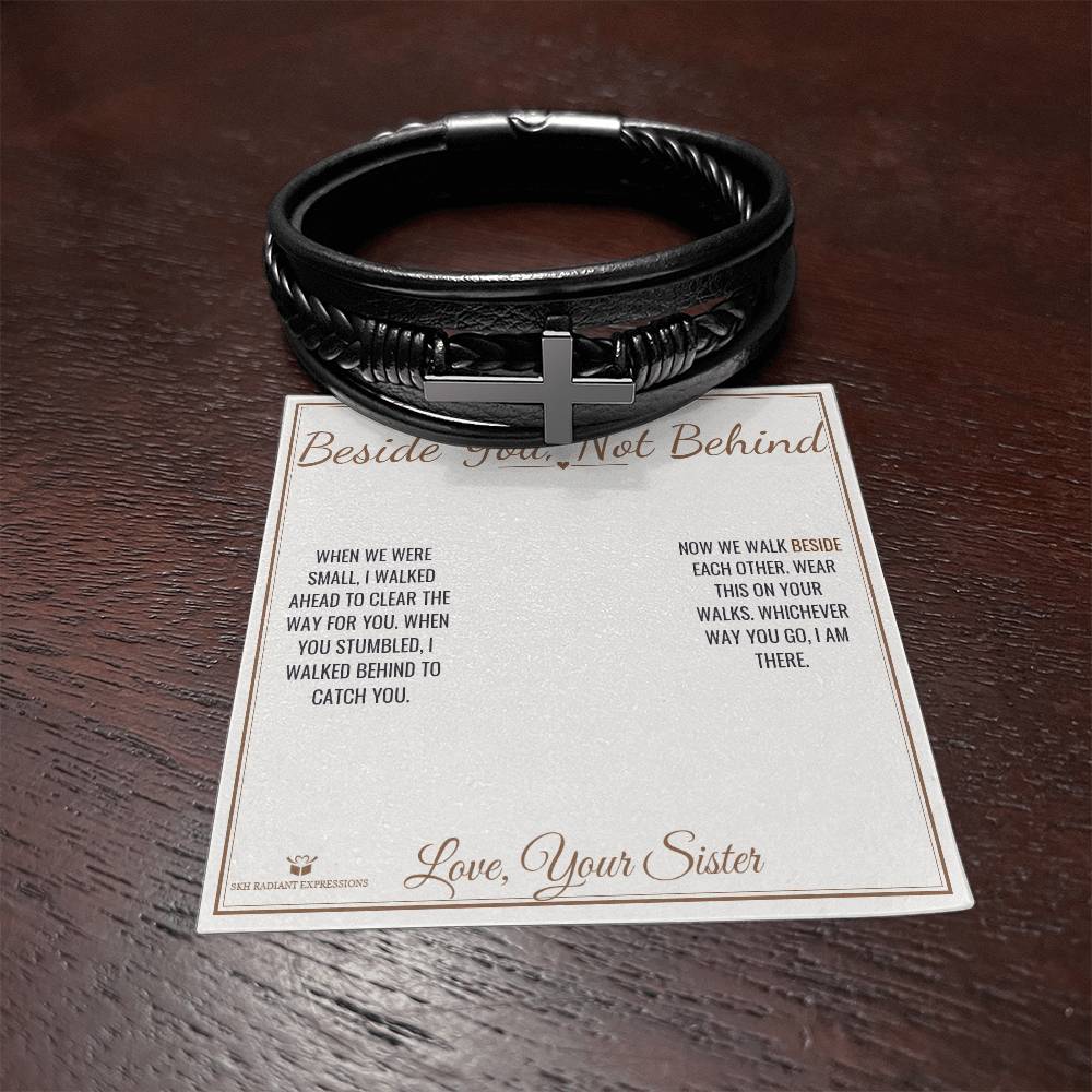 Beside You, Not Behind - Men's Cross Bracelet for Brother