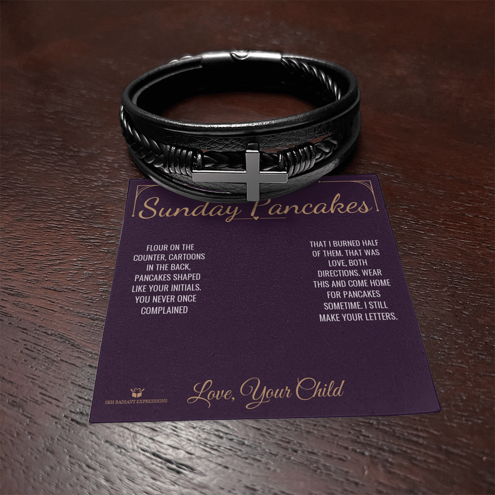Sunday Pancakes - Men's Cross Bracelet for Dad