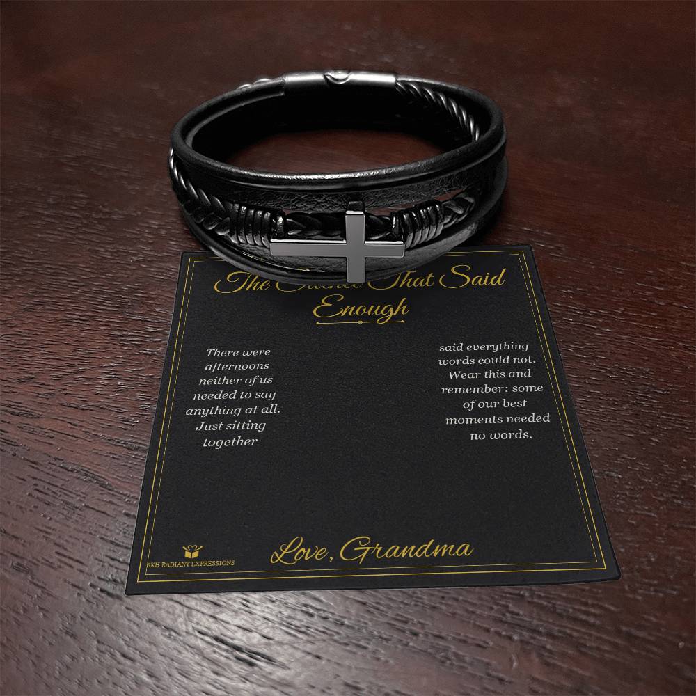 The Silence That Said Enough - Men's Cross Bracelet for Grandson - personalized keepsake gift from SKH Radiant Expressions