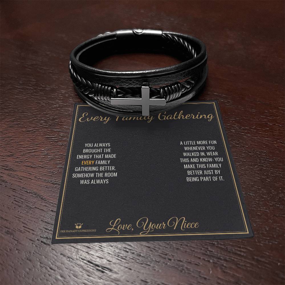 Every Family Gathering - Men's Cross Bracelet for Uncle - personalized keepsake gift from SKH Radiant Expressions