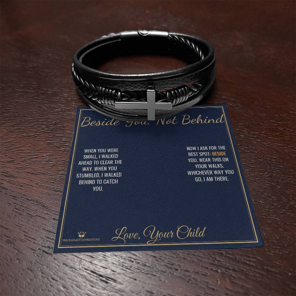 Beside You, Not Behind - Men's Cross Bracelet for Dad - personalized keepsake gift from SKH Radiant Expressions