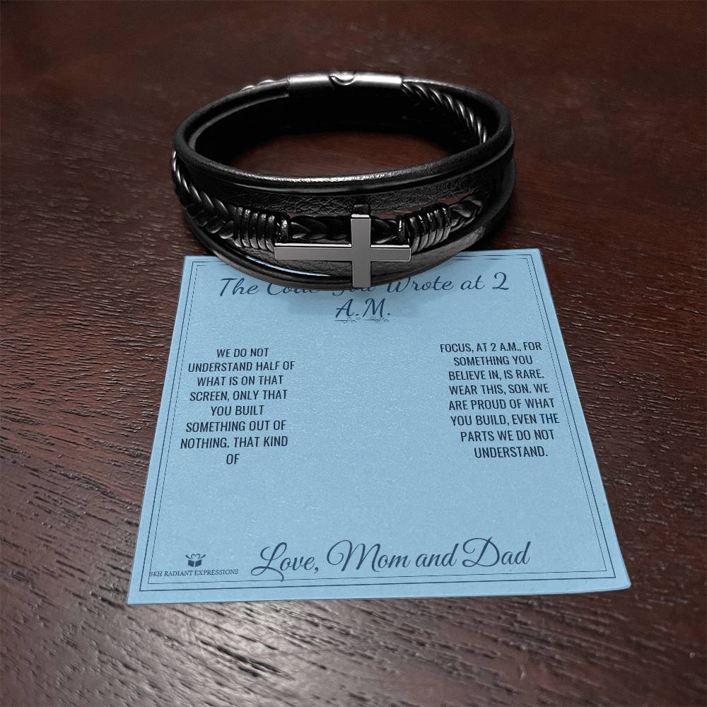 The Code You Wrote at 2 A.M. - Men's Cross Bracelet for Son - personalized keepsake gift from SKH Radiant Expressions