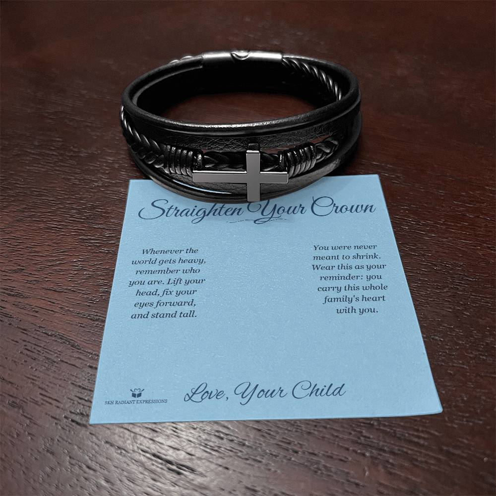 Straighten Your Crown - Men's Cross Bracelet for Dad - personalized keepsake gift from SKH Radiant Expressions