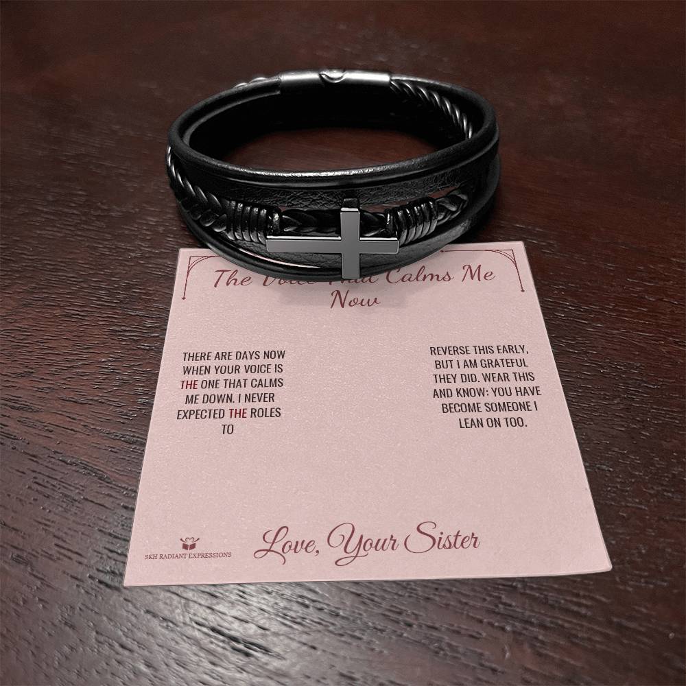 The Voice That Calms Me Now - Men's Cross Bracelet for Brother - personalized keepsake gift from SKH Radiant Expressions