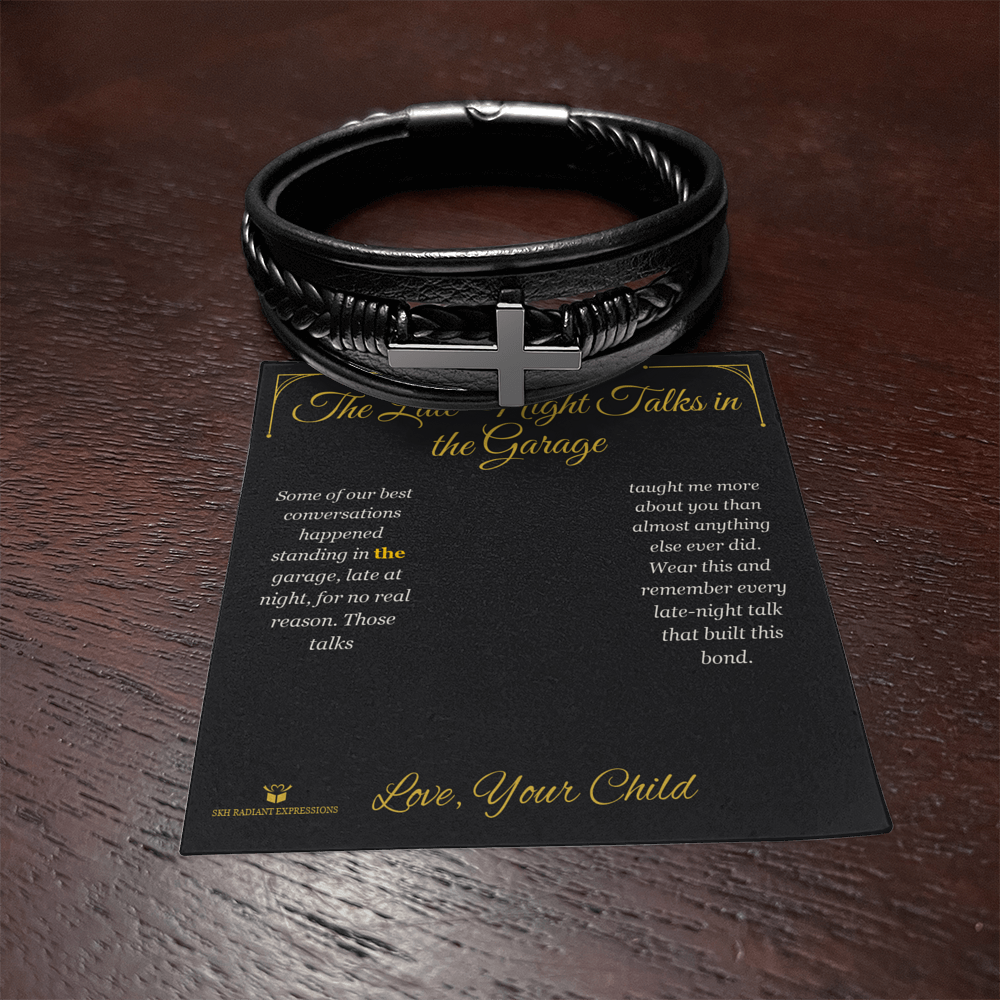 The Late-Night Talks in the Garage - Men's Cross Bracelet for Dad