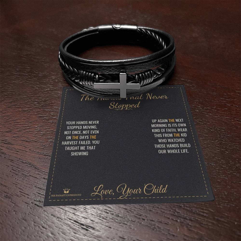 The Hands That Never Stopped - Men's Cross Bracelet for Dad