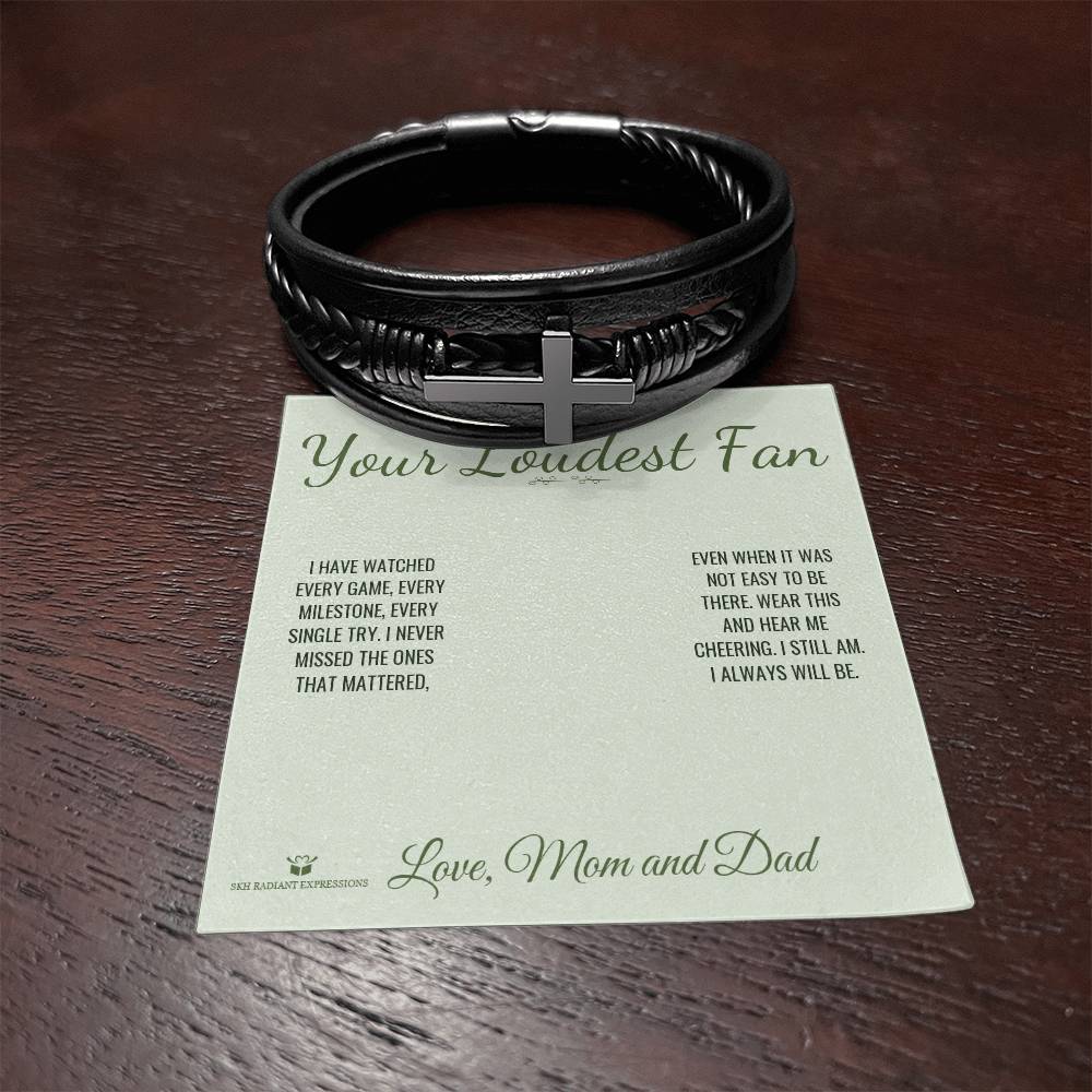 Your Loudest Fan - Men's Cross Bracelet for Son - personalized keepsake gift from SKH Radiant Expressions