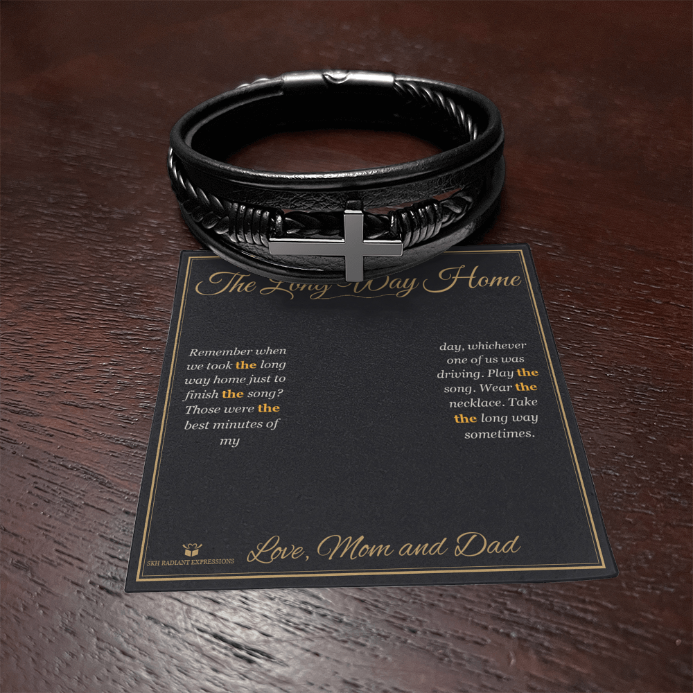 The Long Way Home - Men's Cross Bracelet for Son - personalized keepsake gift from SKH Radiant Expressions