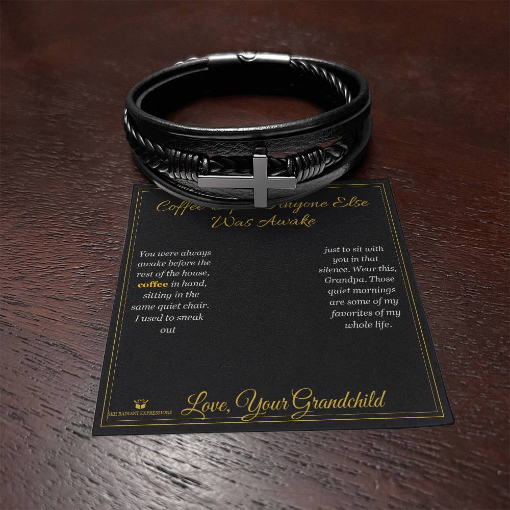 Coffee Before Anyone Else Was Awake - Men's Cross Bracelet for Grandfather - personalized keepsake gift from SKH Radiant Expressions