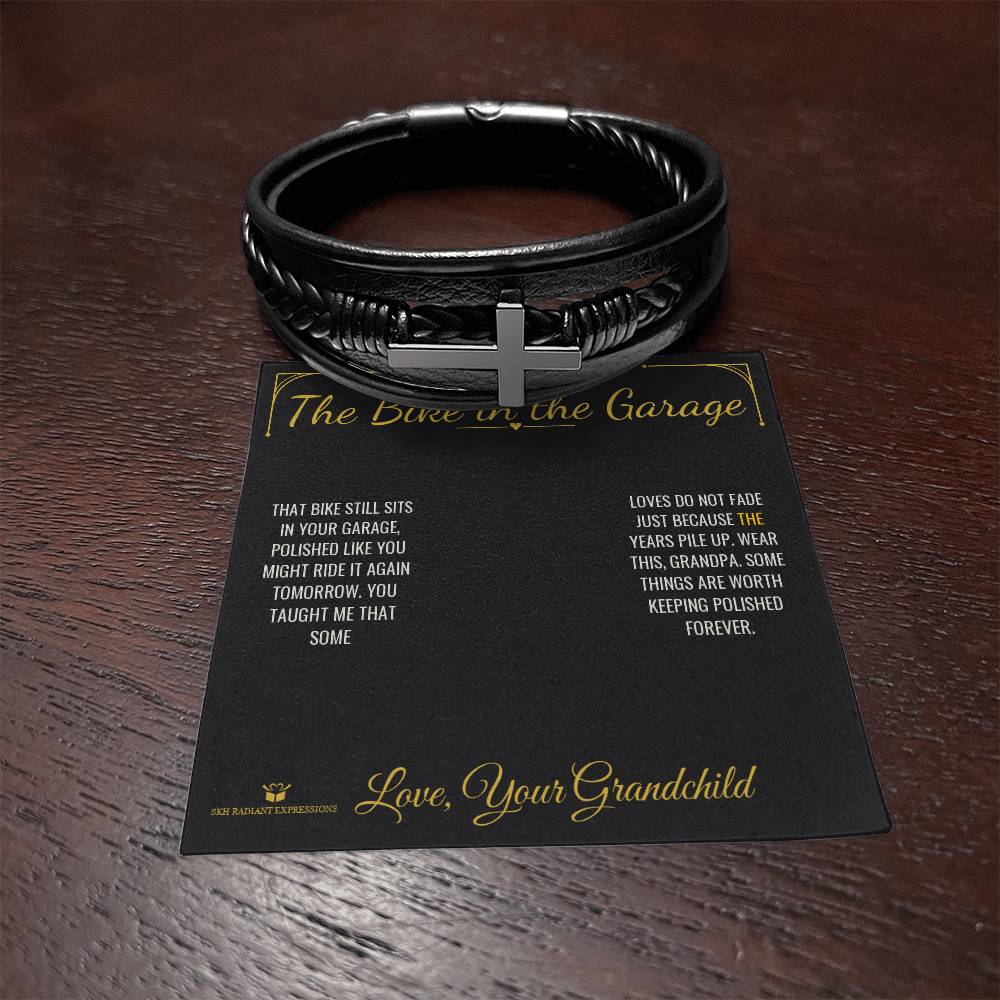 The Bike in the Garage - Men's Cross Bracelet for Grandfather