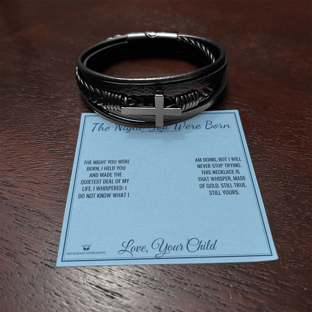 The Night You Were Born - Men's Cross Bracelet for Dad