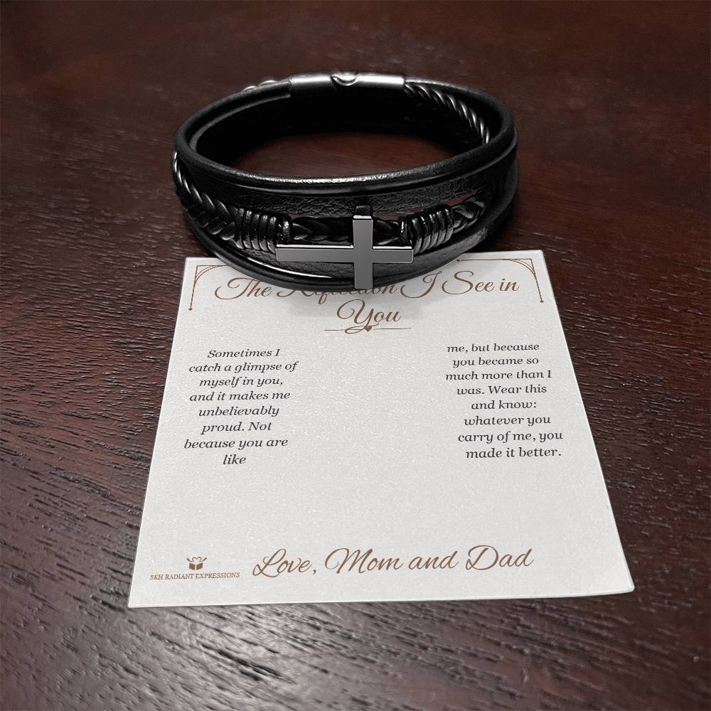 The Reflection I See in You - Men's Cross Bracelet for Son - personalized keepsake gift from SKH Radiant Expressions