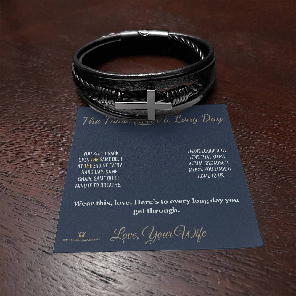 The Toast After a Long Day - Men's Cross Bracelet for Husband - personalized keepsake gift from SKH Radiant Expressions
