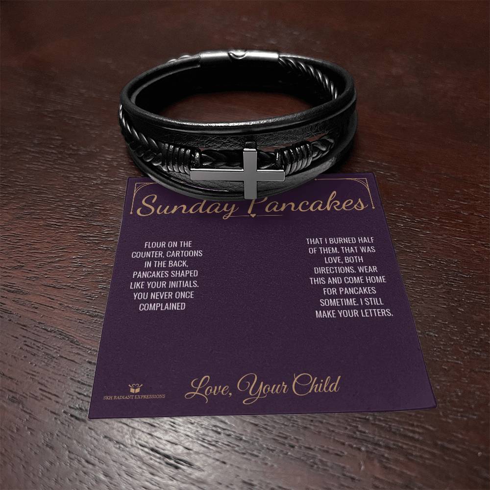 Sunday Pancakes - Men's Cross Bracelet for Dad