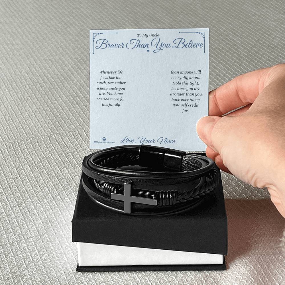 Braver Than You Believe - Men's Cross Bracelet for Uncle