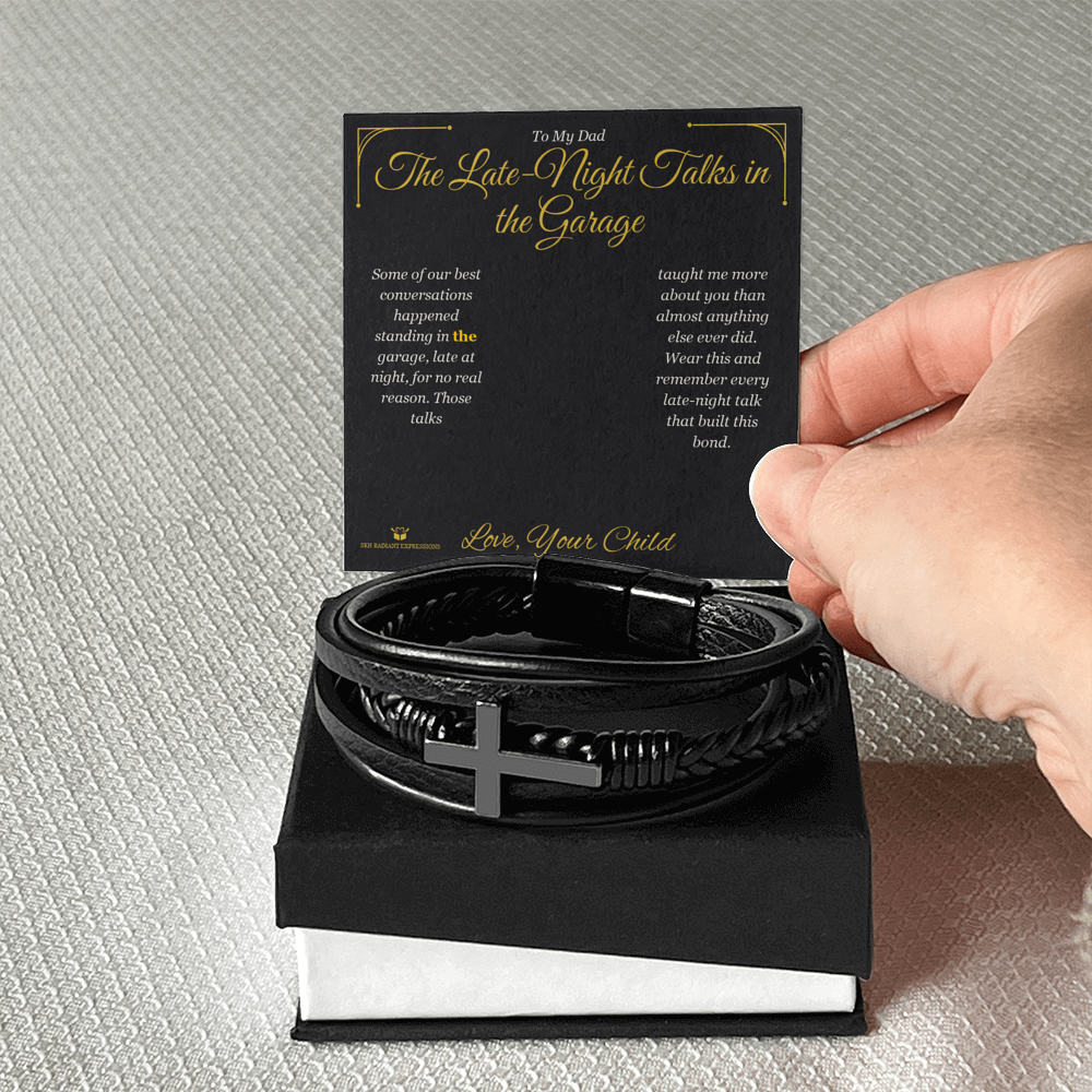 The Late-Night Talks in the Garage - Men's Cross Bracelet for Dad