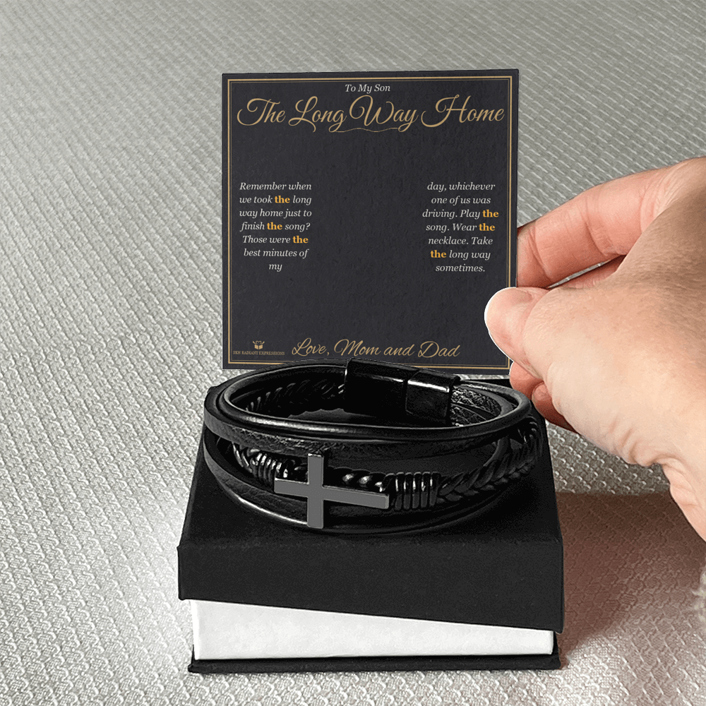 The Long Way Home - Men's Cross Bracelet for Son - personalized keepsake gift from SKH Radiant Expressions