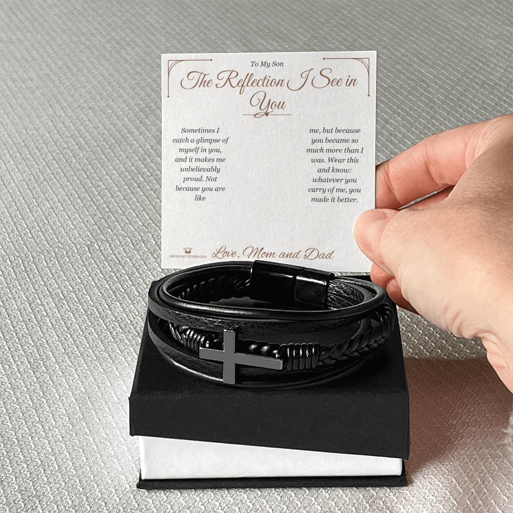 The Reflection I See in You - Men's Cross Bracelet for Son - personalized keepsake gift from SKH Radiant Expressions