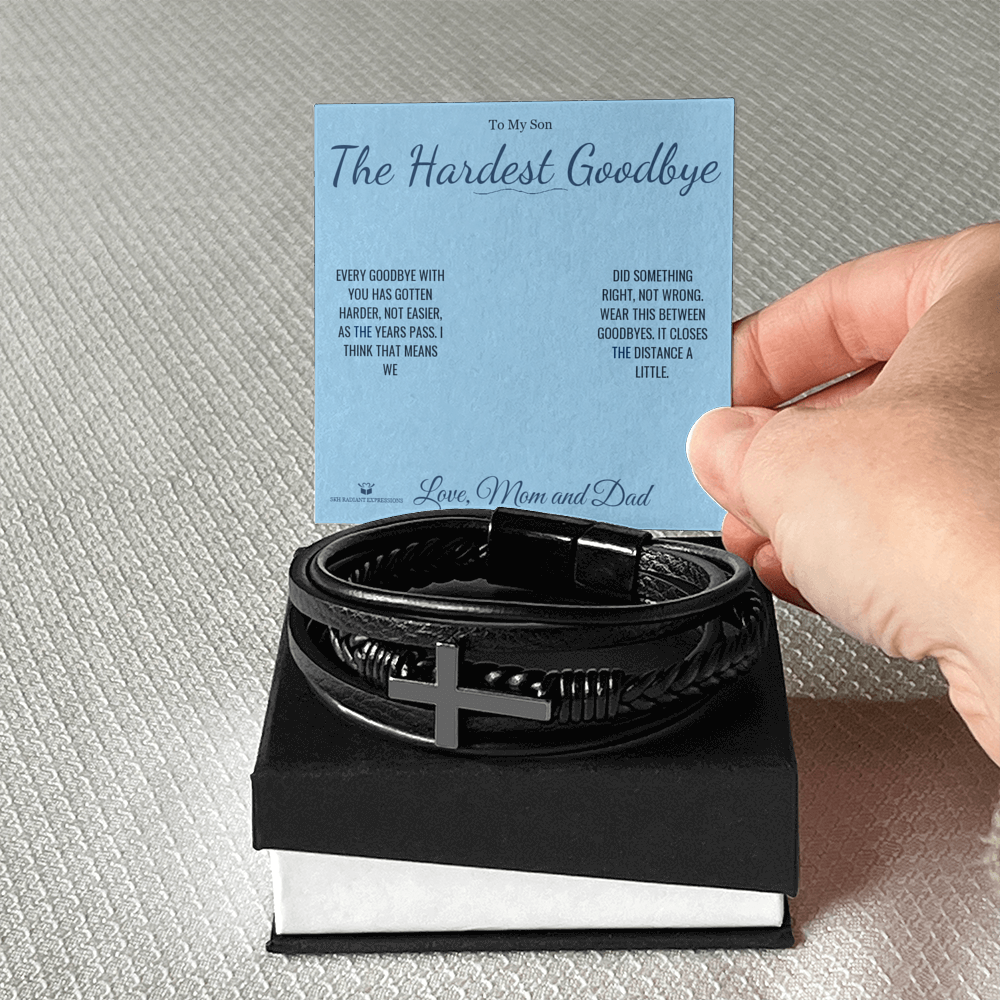 The Hardest Goodbye - Men's Cross Bracelet for Son