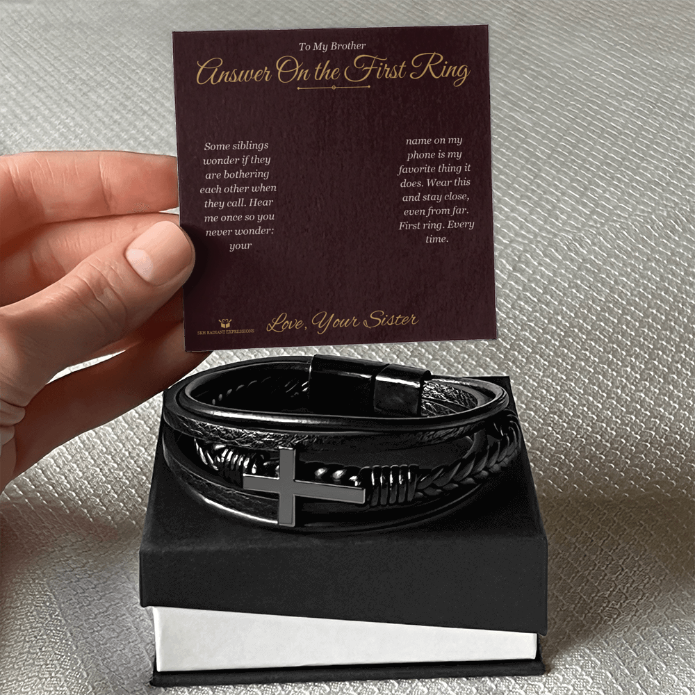 Answer On the First Ring - Men's Cross Bracelet for Brother