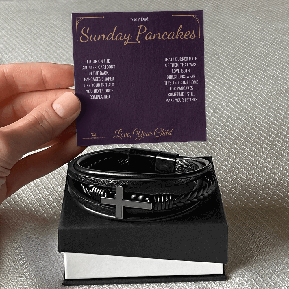 Sunday Pancakes - Men's Cross Bracelet for Dad