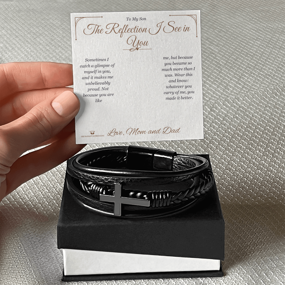 The Reflection I See in You - Men's Cross Bracelet for Son - personalized keepsake gift from SKH Radiant Expressions