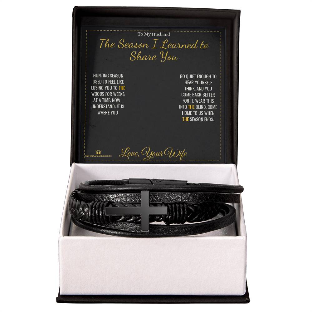 The Season I Learned to Share You - Men's Cross Bracelet for Husband - personalized keepsake gift from SKH Radiant Expressions