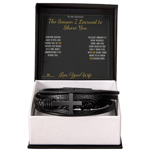 The Season I Learned to Share You - Men's Cross Bracelet for Husband - personalized keepsake gift from SKH Radiant Expressions