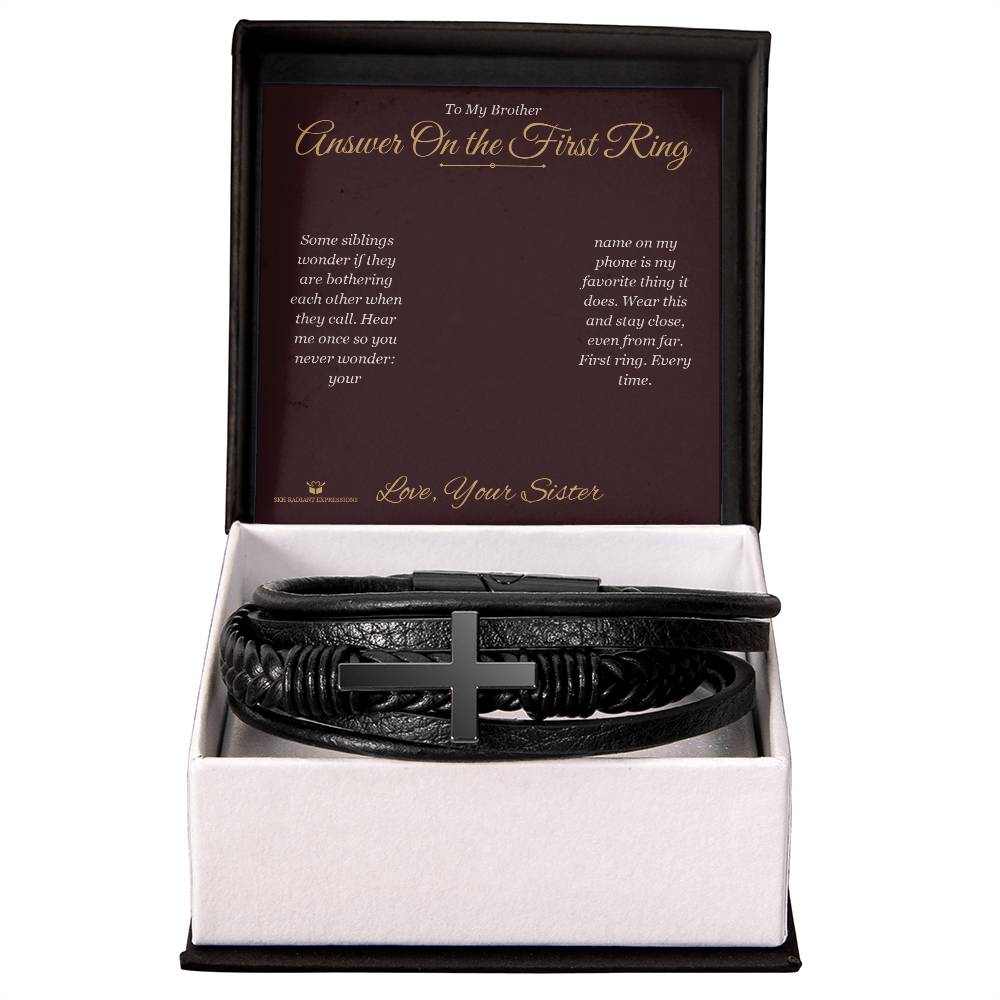 Answer On the First Ring - Men's Cross Bracelet for Brother