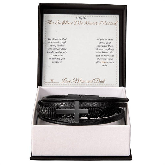 The Sideline We Never Missed - Men's Cross Bracelet for Son - personalized keepsake gift from SKH Radiant Expressions