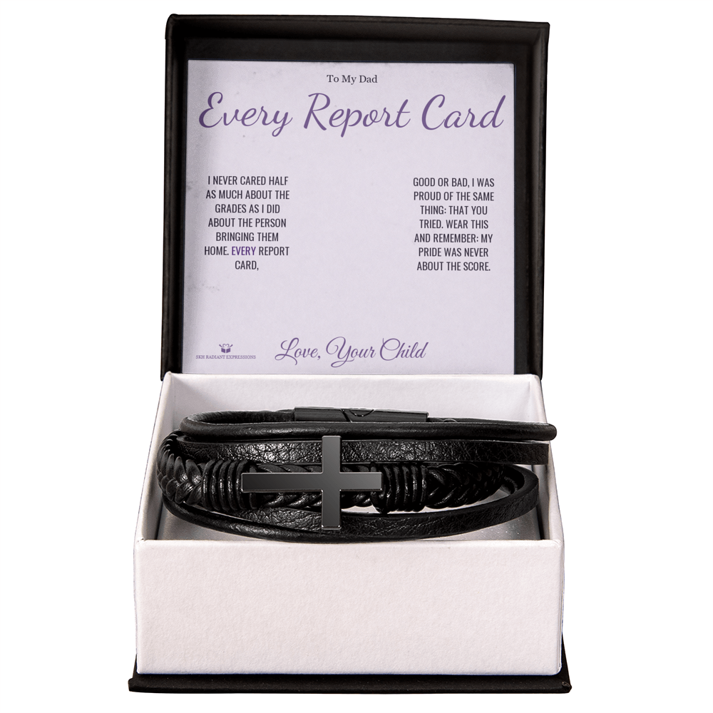 Every Report Card - Men's Cross Bracelet for Dad - personalized keepsake gift from SKH Radiant Expressions
