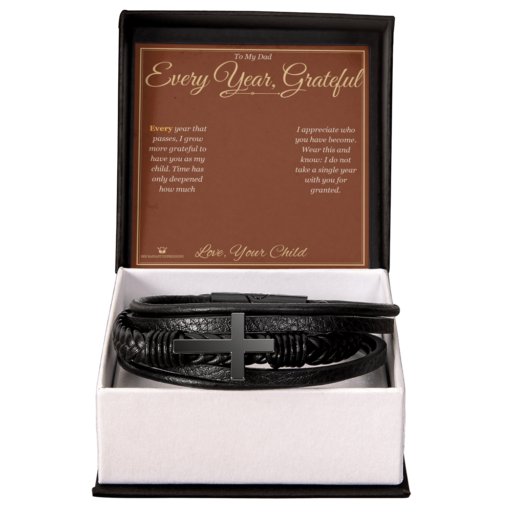 Every Year, Grateful - Men's Cross Bracelet for Dad - personalized keepsake gift from SKH Radiant Expressions