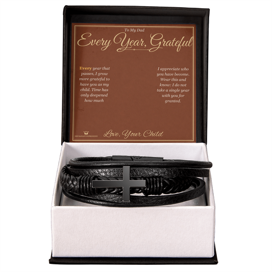 Every Year, Grateful - Men's Cross Bracelet for Dad - personalized keepsake gift from SKH Radiant Expressions