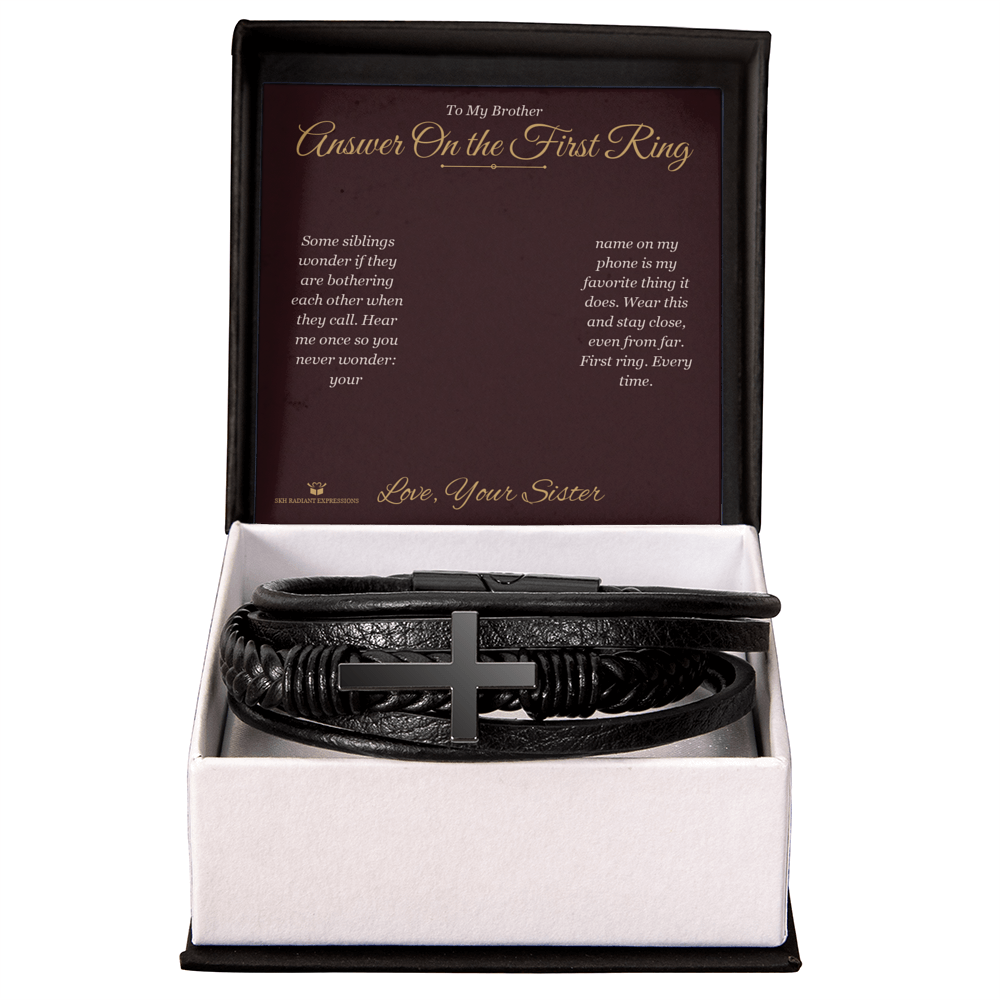 Answer On the First Ring - Men's Cross Bracelet for Brother