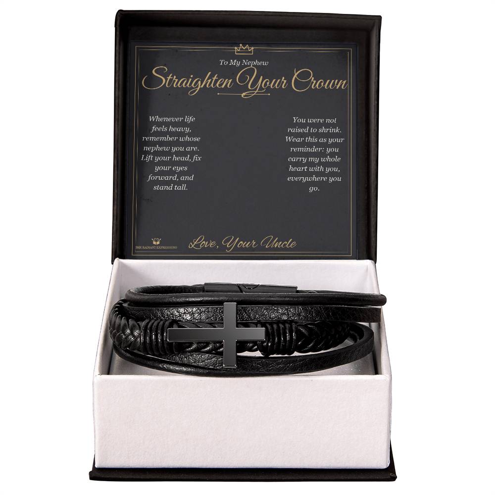 Straighten Your Crown - Men's Cross Bracelet for Nephew